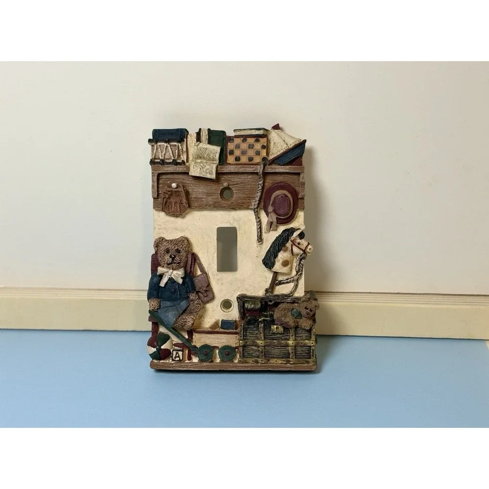 Vintage Teddy Bear Kids Toys Playroom 3D Light Switch Plate Wall Cover